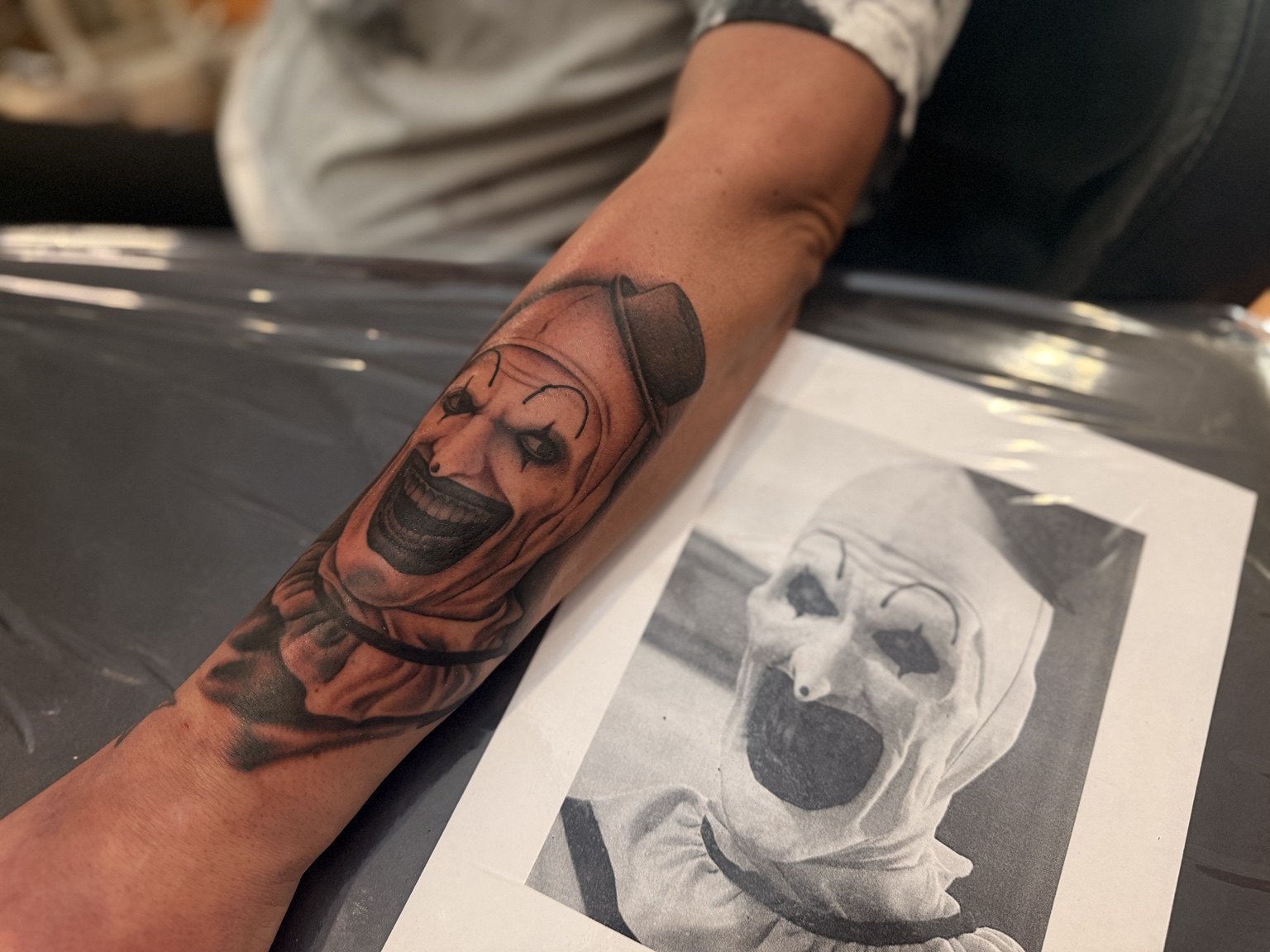Horror clown tattoo