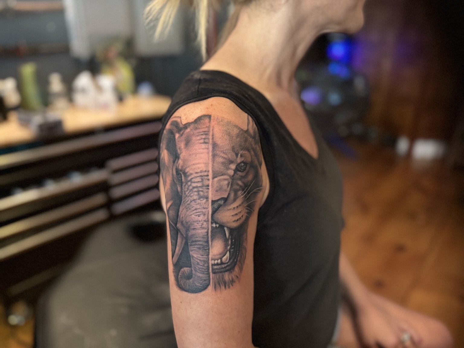 Memorial tattoo with angel wings